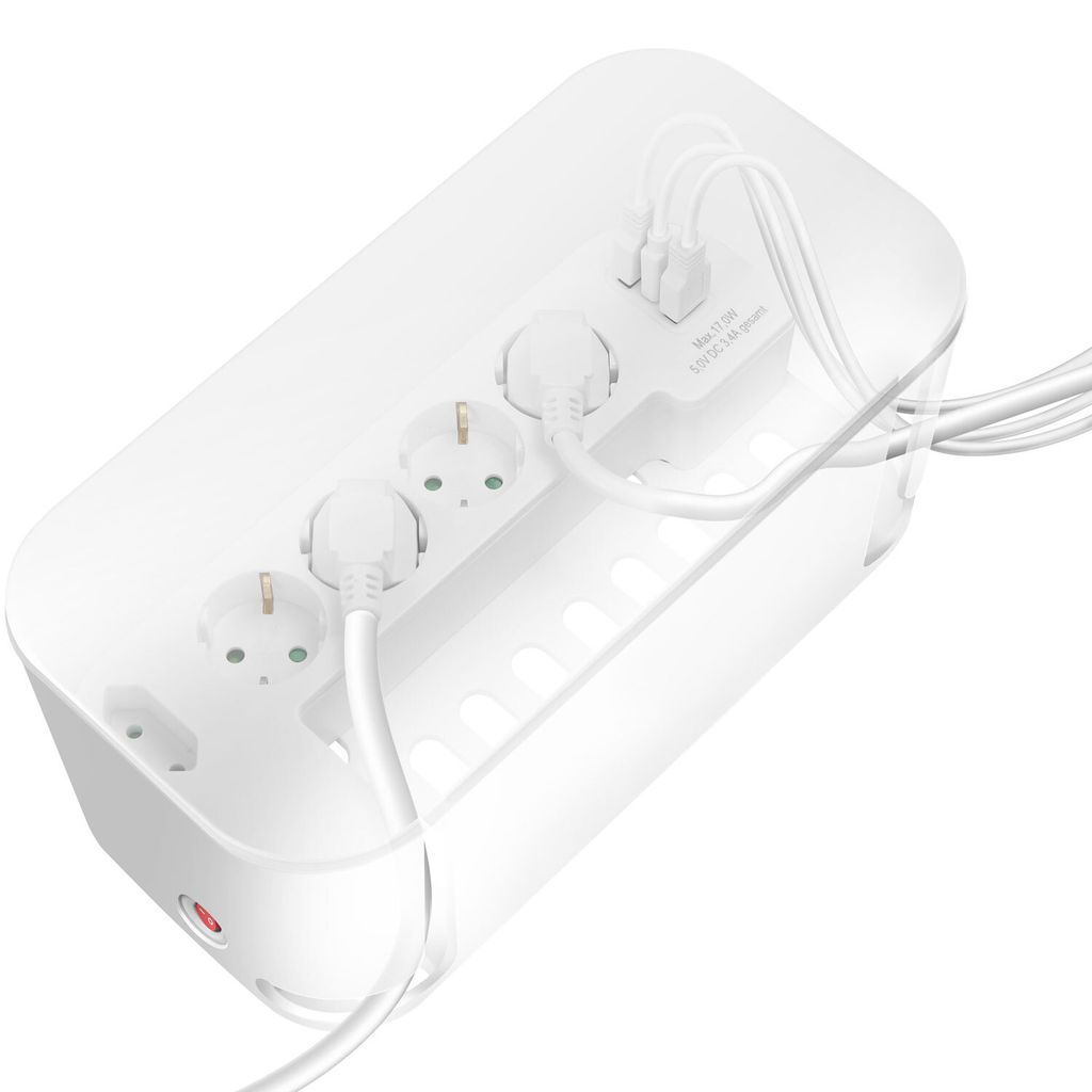 LogiLink Kabelbox mit Steckdosenleiste 5-fach weiß Produktbild 7