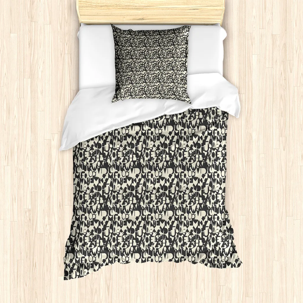 ABAKUHAUS Set Letto Singolo Alphabet 135x200 Grigio Antiacaro