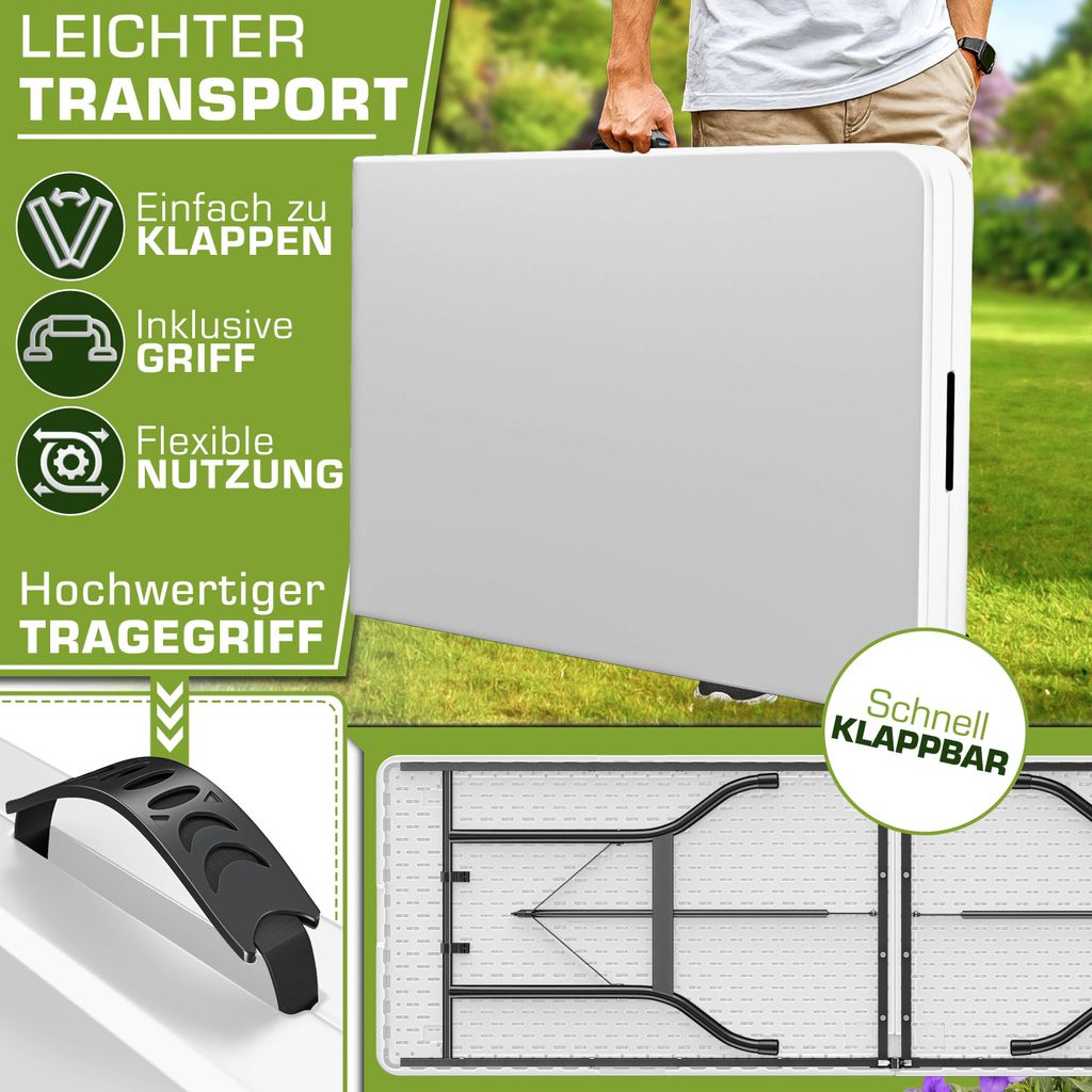 tillvex Gartentisch klappbar Kunststoff 180x75cm