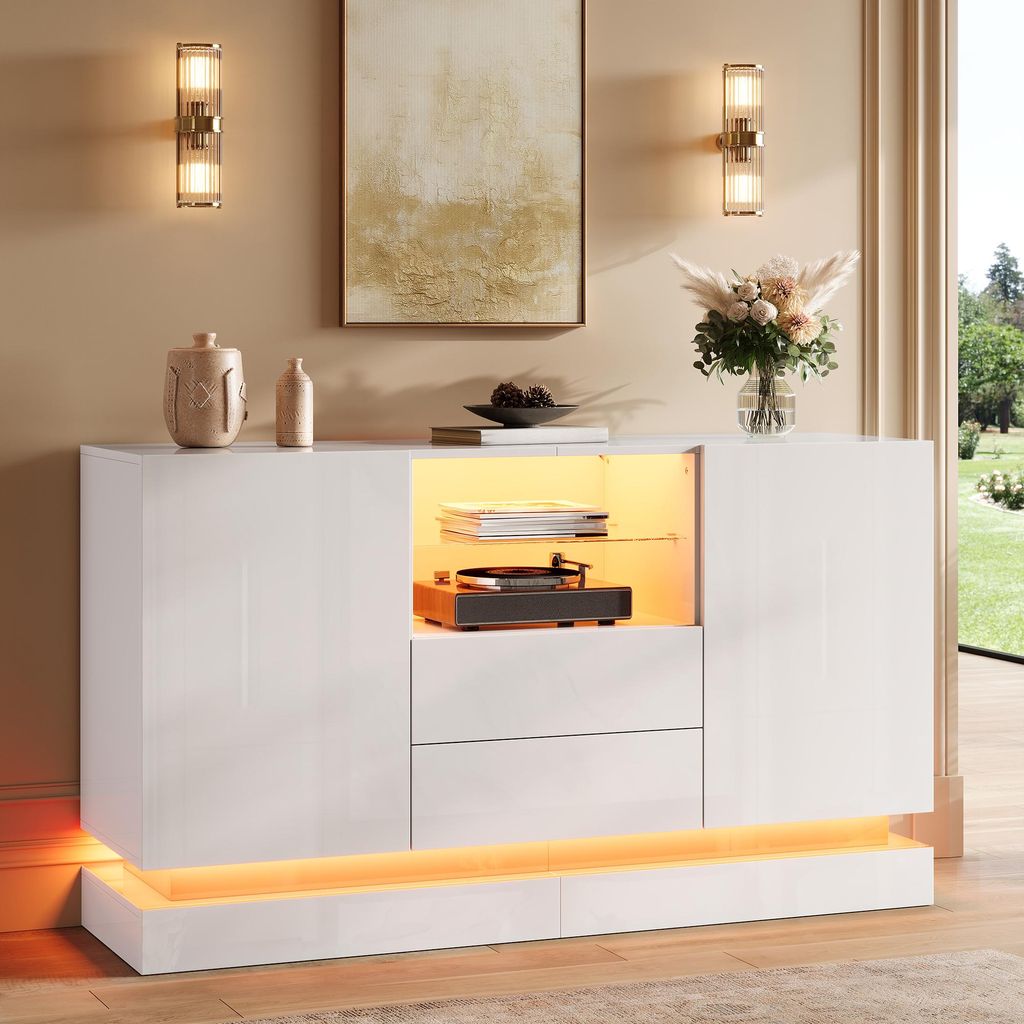 STILVORA dressoir met LED-verlichting, buffetkast met 2 Productafbeelding 