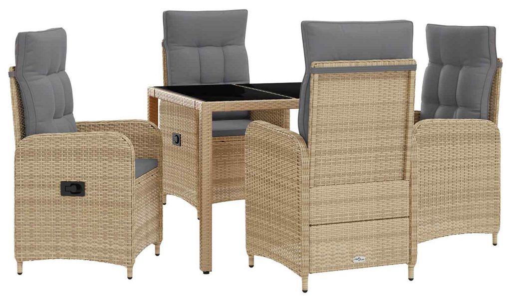 vidaXL Outdoortisch-Set 5 pcs Beige und Hellgrau 90 x 90 x 75 cm