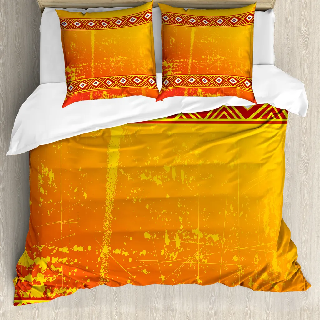 Set Letto Matrimoniale Africa ABAKUHAUS: Arancione Antiacaro di Qualità