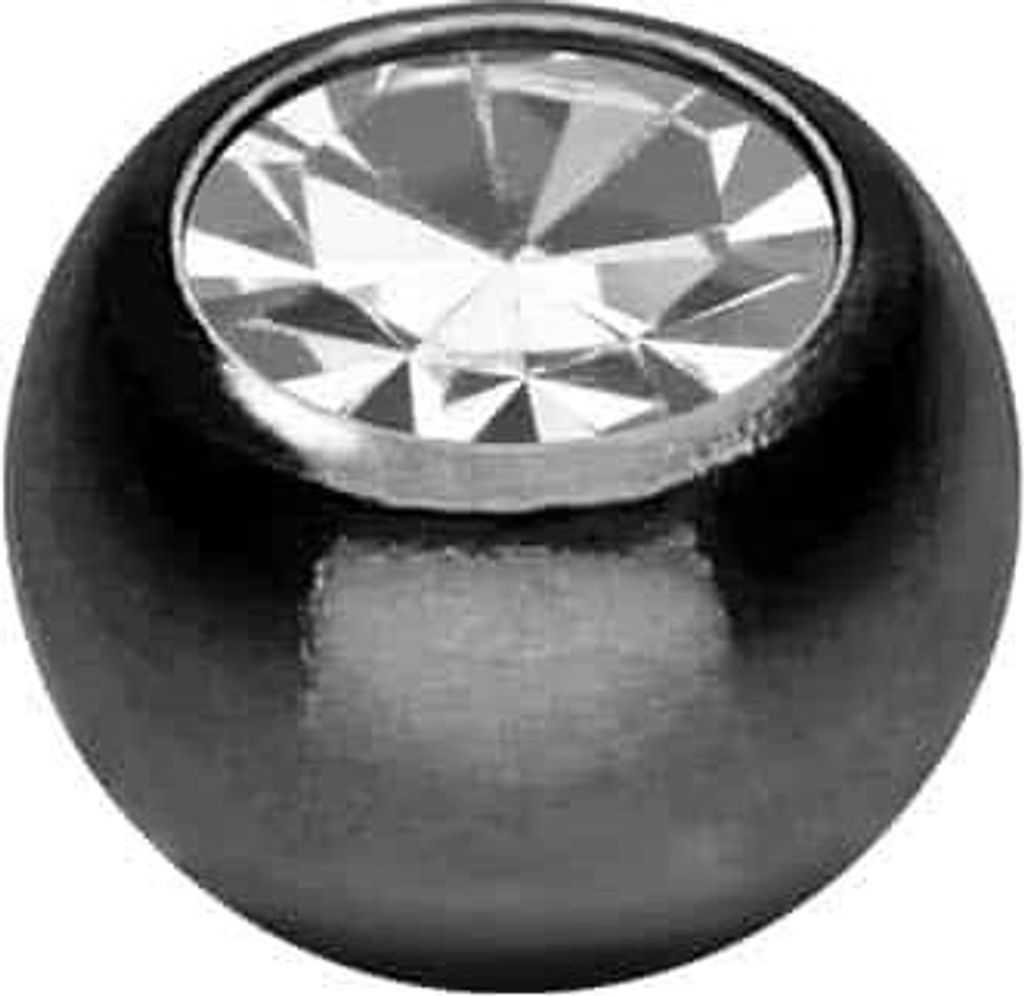 Titan Schraubkugel KRISTALL Schwarz | Kristall: Kristallklar Gewinde: 1,2mm | Kugelgröße: 4mm
