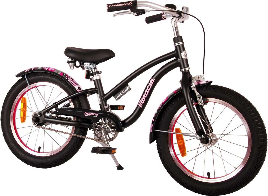 TPFSports Miracle Cruiser Kinderfahrrad - Mädchen - 16 Zoll - Rücktritt + Handbremse - Mattschwarz