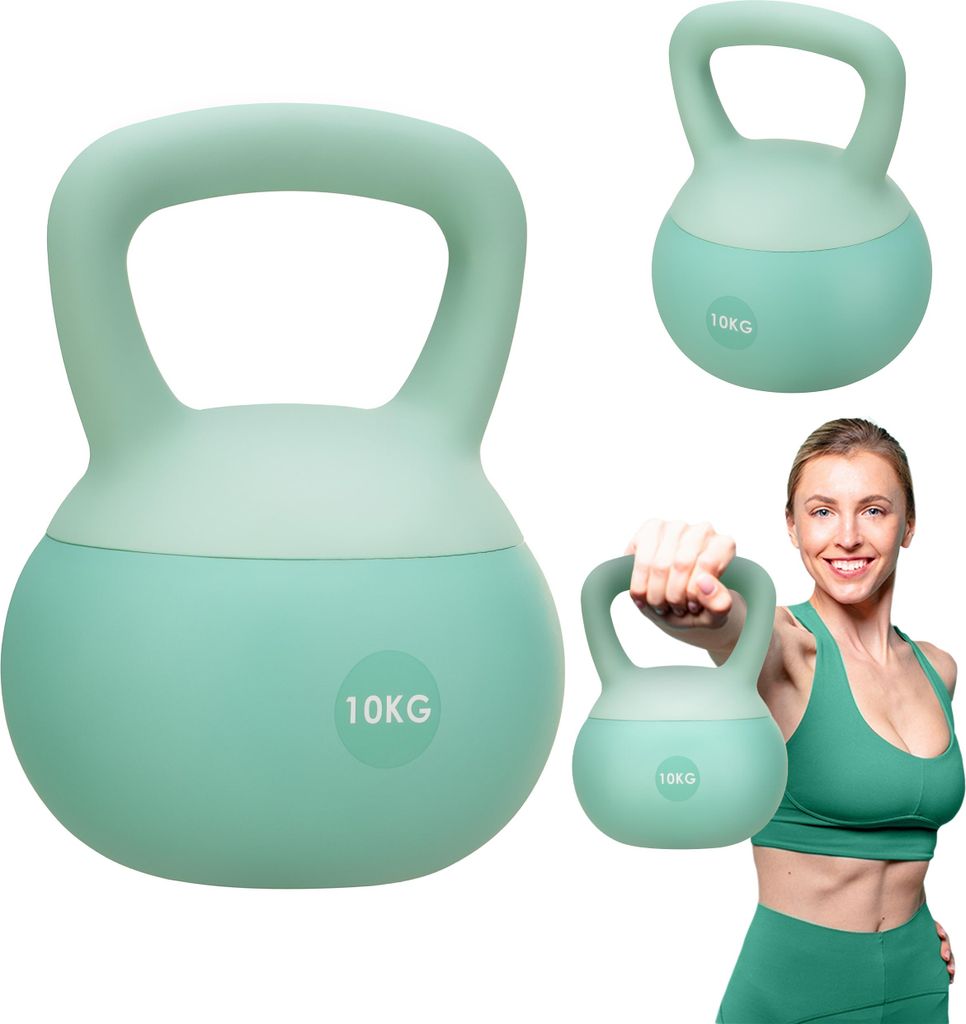 Gymtek Weiche Kettlebell Hantel - 10kg Gewicht - Kugelhantel, Schwunghantel, Kugelgewicht für Home Gym, Fitness, Pilates, Krafttraining