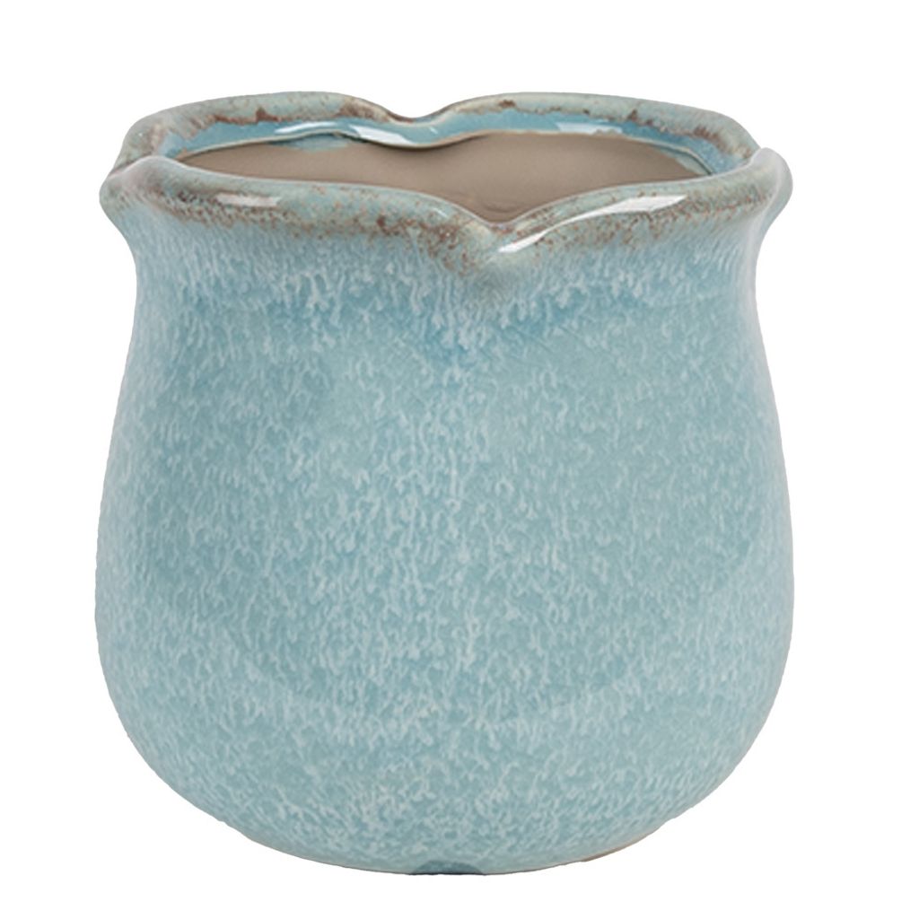 Clayre & Eef Innenblumentopf Ø 12x12 cm Blau Keramik Produktbild 