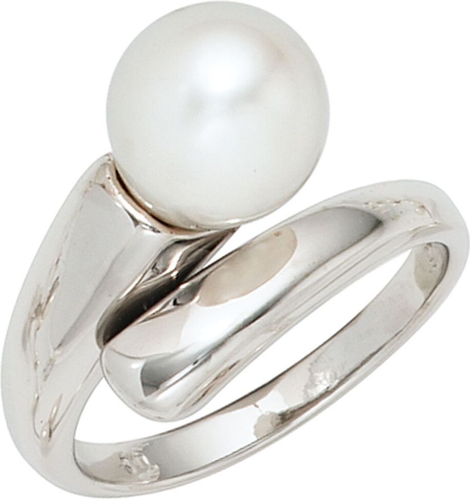 Ring Damenring Süßwasser Perle & Zirkonia weiß 925 Silber Perlenring Innenumfang 58mm Ø18.5mm