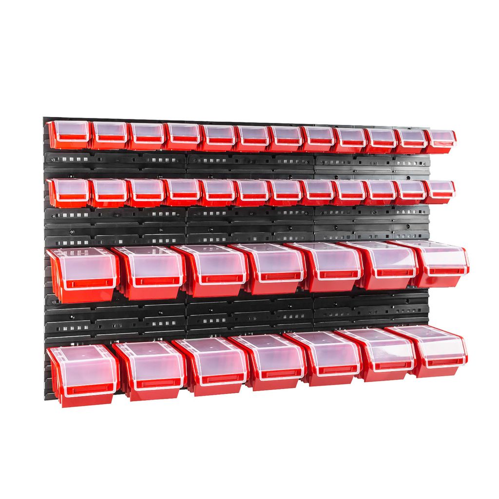 Stapelboxen wandplatten mit boxen Sortierregal 38 stck. Box mit Deckel Wandregal 120 x 80 cm Werkstattwandregal Schüttenregal Klarsichtdeckel Sich...
