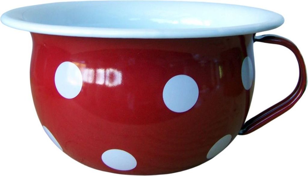 Nostalgie Nachttopf Emaille rot mit weißen Punkten Ø 18 cm Produktbild 