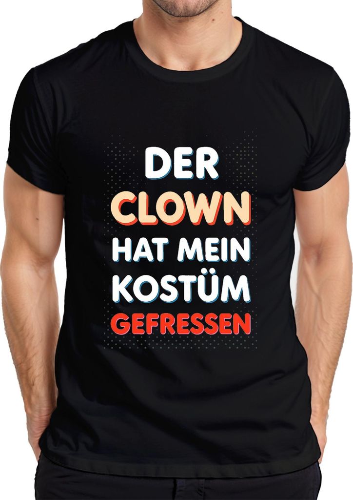 Clown hat mein Kostüm gefressen Karneval Fasching lustig Narr Herren T-Shirt, Schwarz, XXL