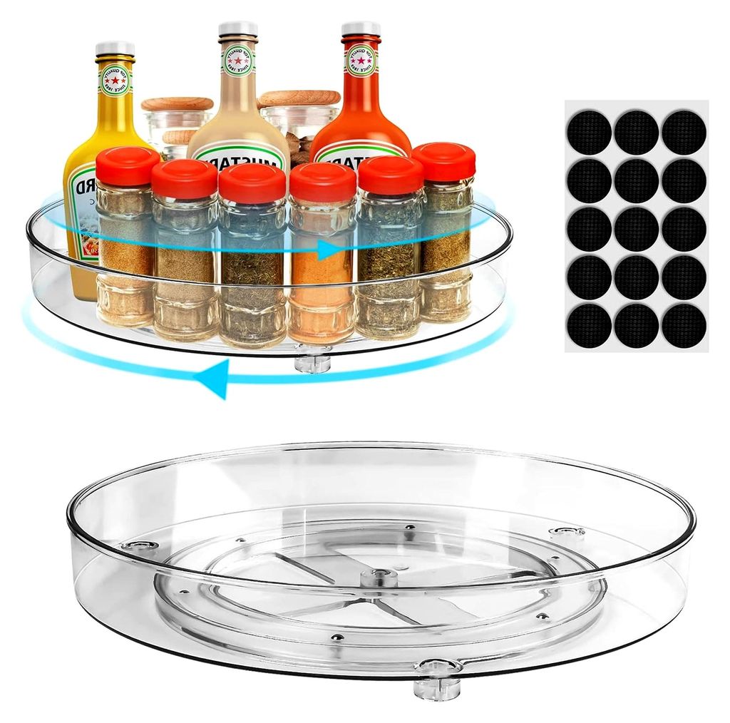2 Stück Drehteller Kühlschrank Organizer Lazy Susan (23,5 & 27 cm), 360° Drehplatte für Gewürze und Vorratsdosen