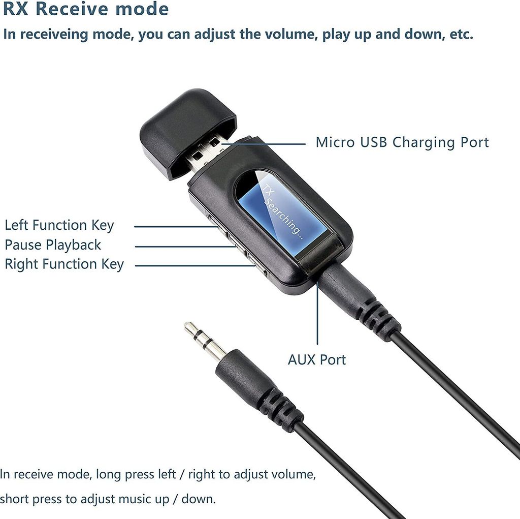 INF Bezdrátový audio vysílač a přijímač - Bluetooth adaptér Obrázek produktu 3