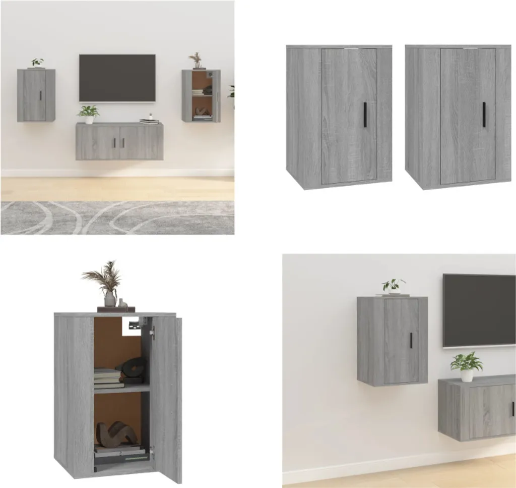 vidaXL Mobili TV a parete 2 pz. Grigio Sonoma 40x34,5x60 cm - Mobile TV a parete - Mobile TV a parete - Mobile TV - Console TV - 1