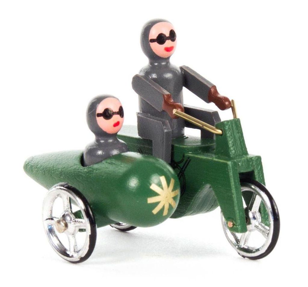 Miniaturfahrzeug Miniatur-Motorrad mit Seitenwagen grün BxHxT 40 x 35 x 25mm NEU