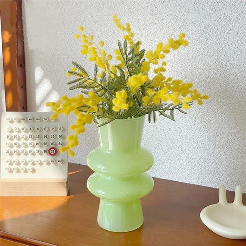 Soliflore hydroponique en verre géométrique vert design 20 cm hauteur