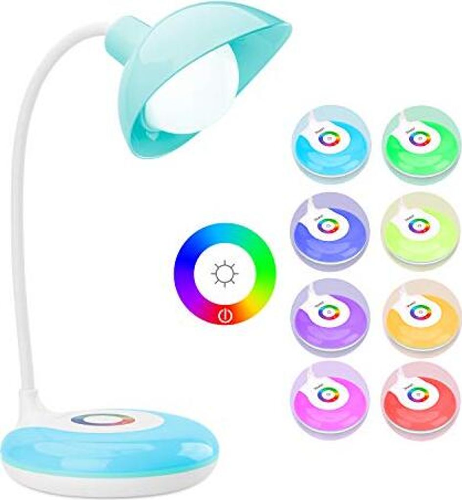 MAFTI -Kinderschachtel -Lampe, LED -Tabelle 20 Dimmbare Nachtlampe Touch Control, 3 Helligkeitsstufen RGB 256 Farblicht Lesen, Lernen, Arbeiten, Arbei