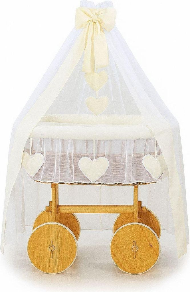 Korbwiege Deluxe Amelie – Babywiege aus Korbgeflecht – Nachhaltiges Öko-Design mit hochwertiger Matratze und Bettwäsche