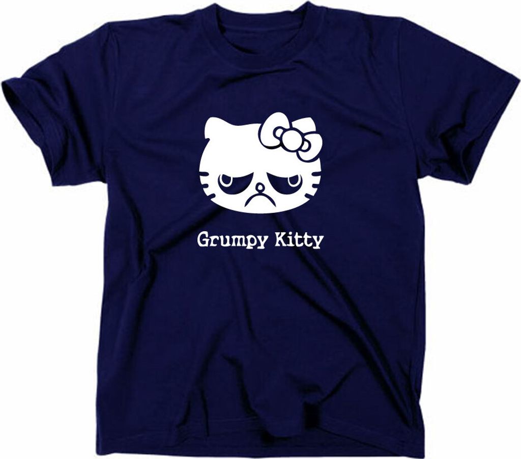 Styletex23 T-Shirt Grumpy Kitty Kitten, navy, XL
