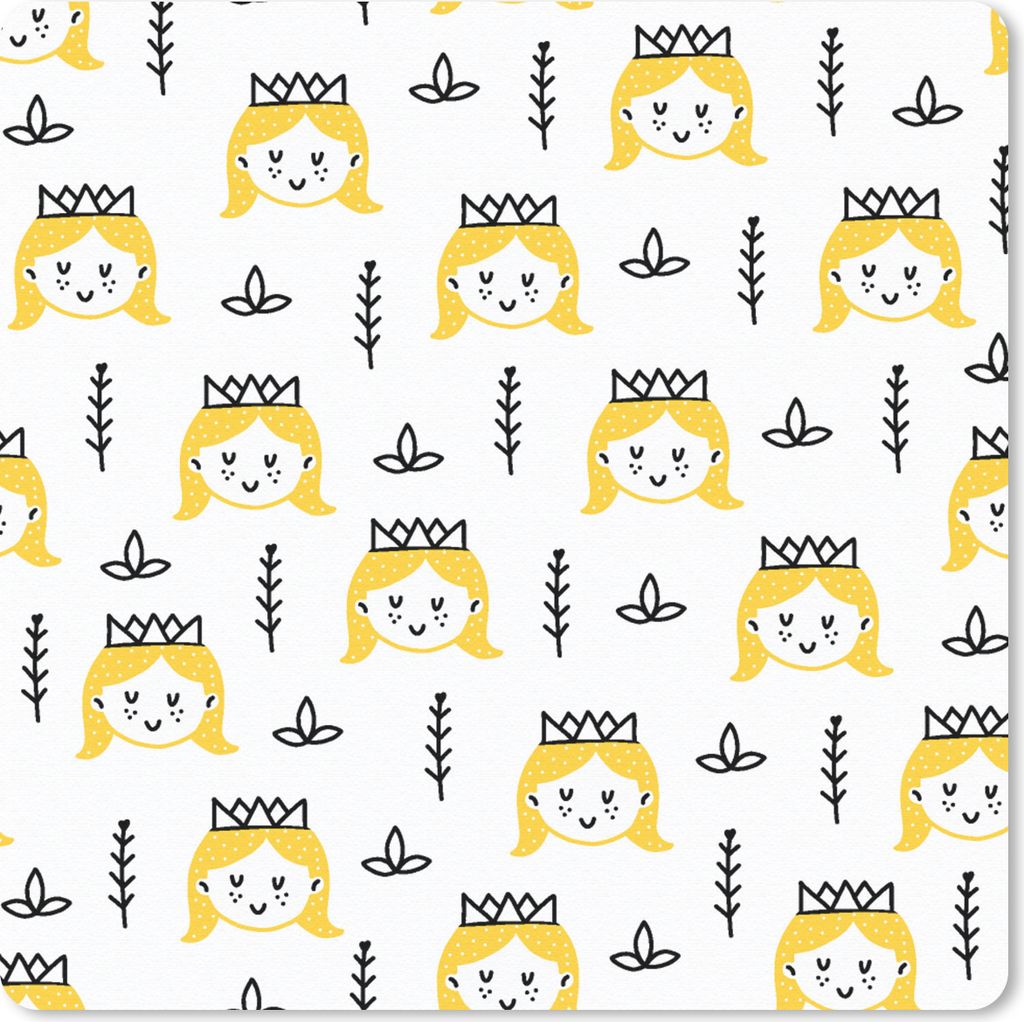 MuchoWow Mauspad Mousepad Mädchen - Prinzessin - Krone - Muster - Mädchen - Kinder - Kinder 30x30 cm - Mousepads - Maus Mat - Pad - Mausunterla...