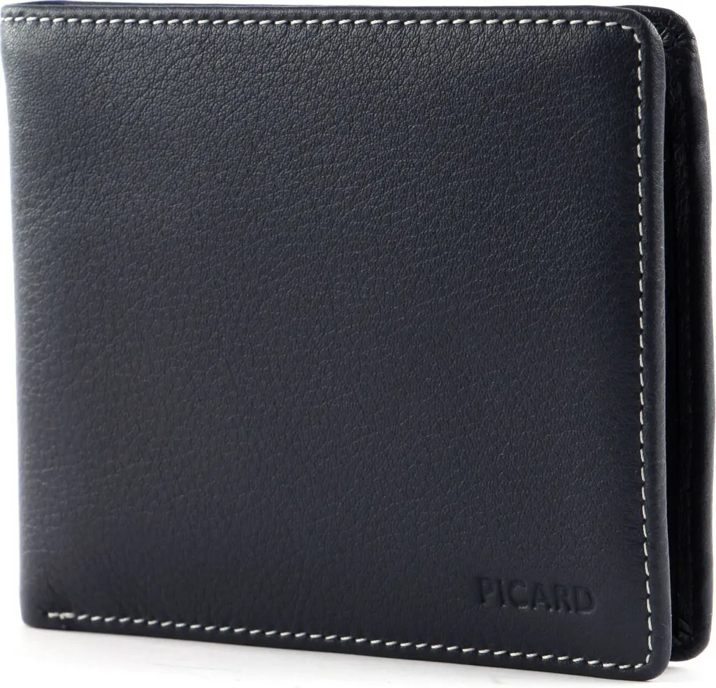 Porte-monnaie Diego Picard en cuir bleu : Format horizontal fin et souple