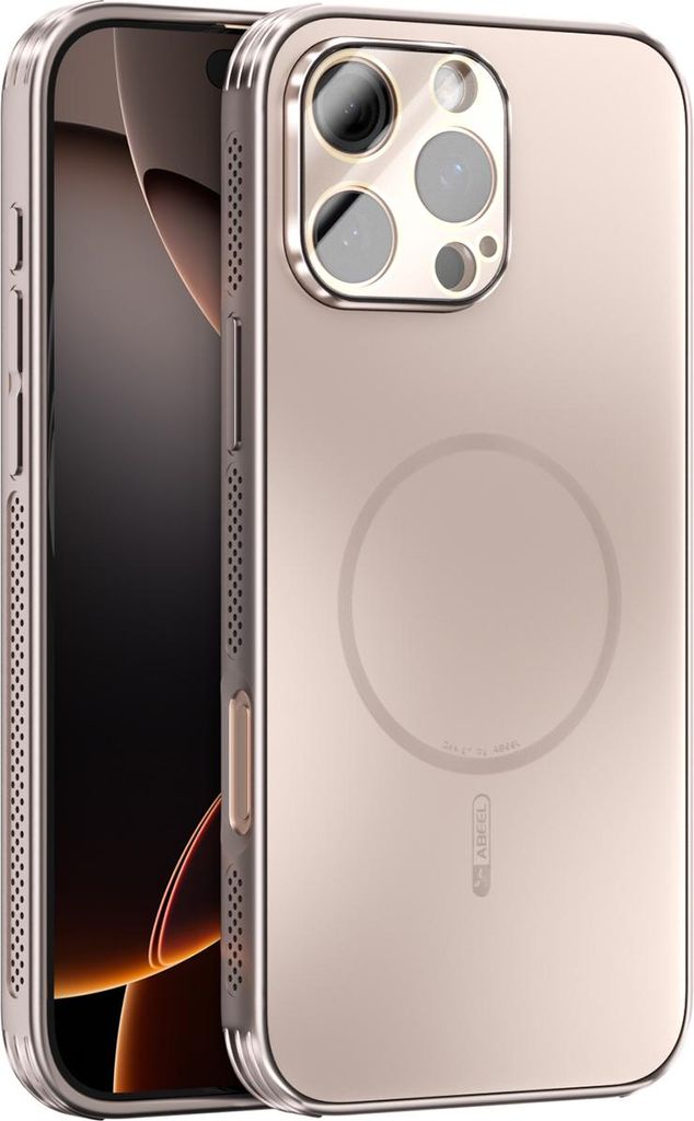 Matte PC TPU Hülle für iPhone 16 Pro Max Magnetische Handyhülle mit Linsenabdeckung und Wärmeableitung Stoßstange Gold