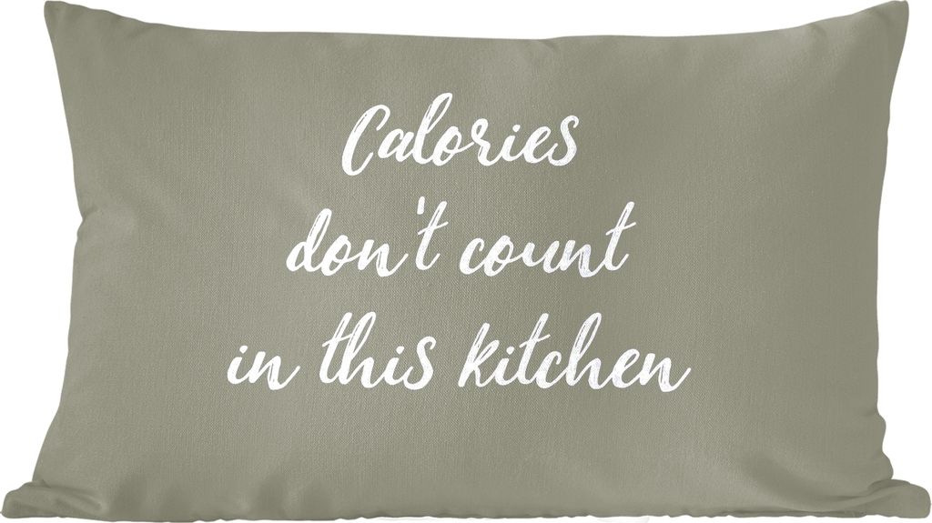 MuchoWow Zierkissen Sofakissen Wohnzimmer Dekokissen 60x40 cm Sprichwörter - In dieser Küche zählen die Kalorien nicht - Zitate - Kopfkissen -...
