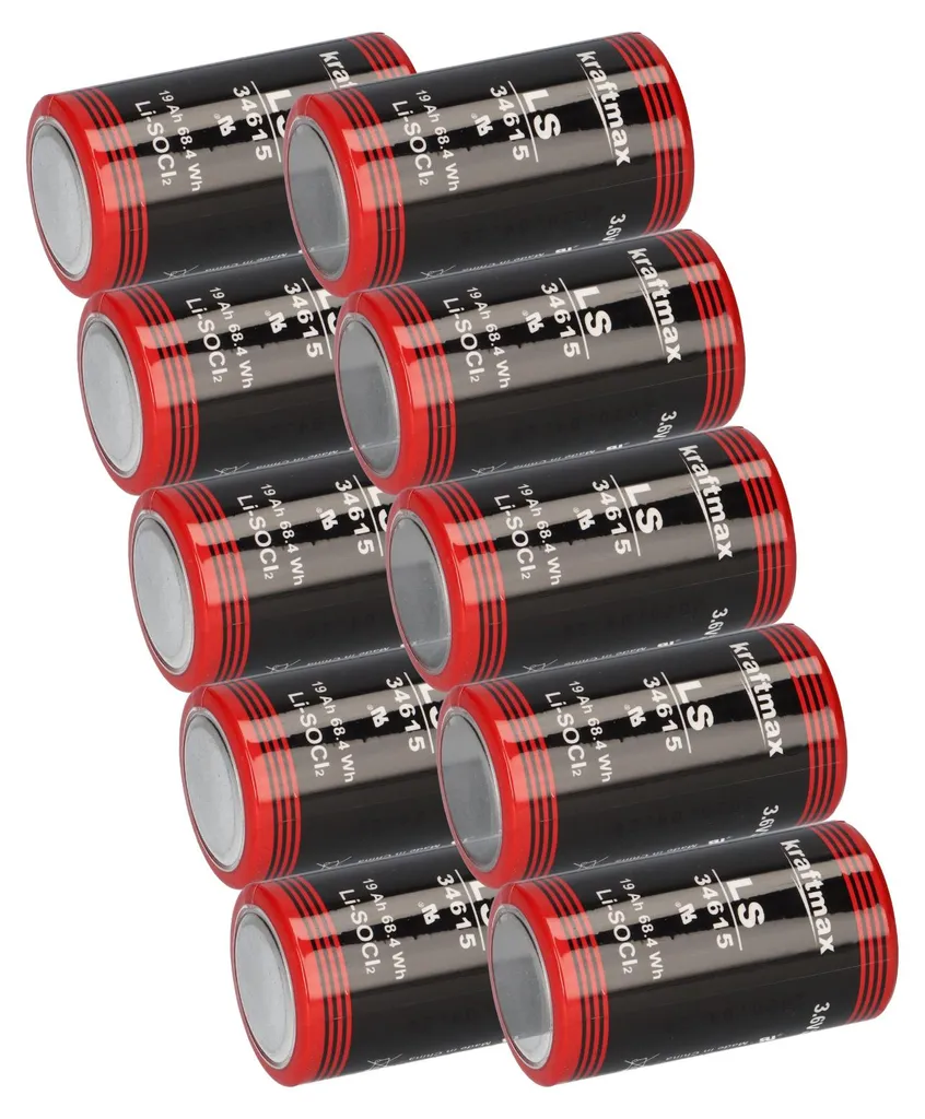 Pile ER34615 3,6V Kraftmax Lithium Mono D LS33600 Anti-Fuite x10