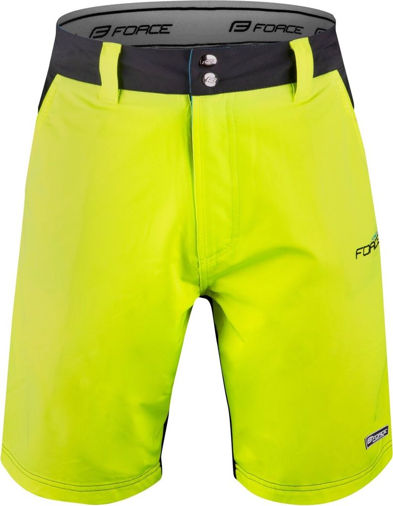 FORCE MTB Shorts BLADE Innenhose & GEL Pad, gelb-schwarz Größe: S