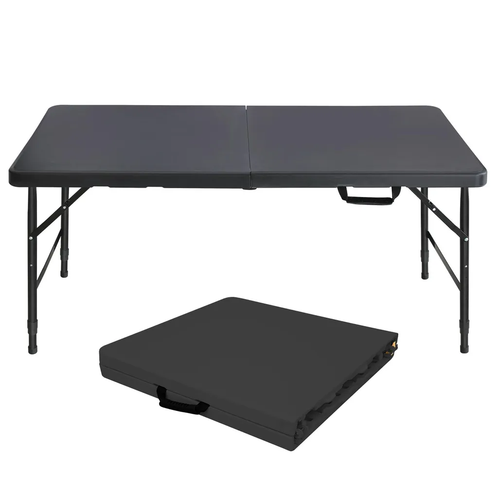 Table d'appoint multifonctionnelle noire pliable pour camping et jardin