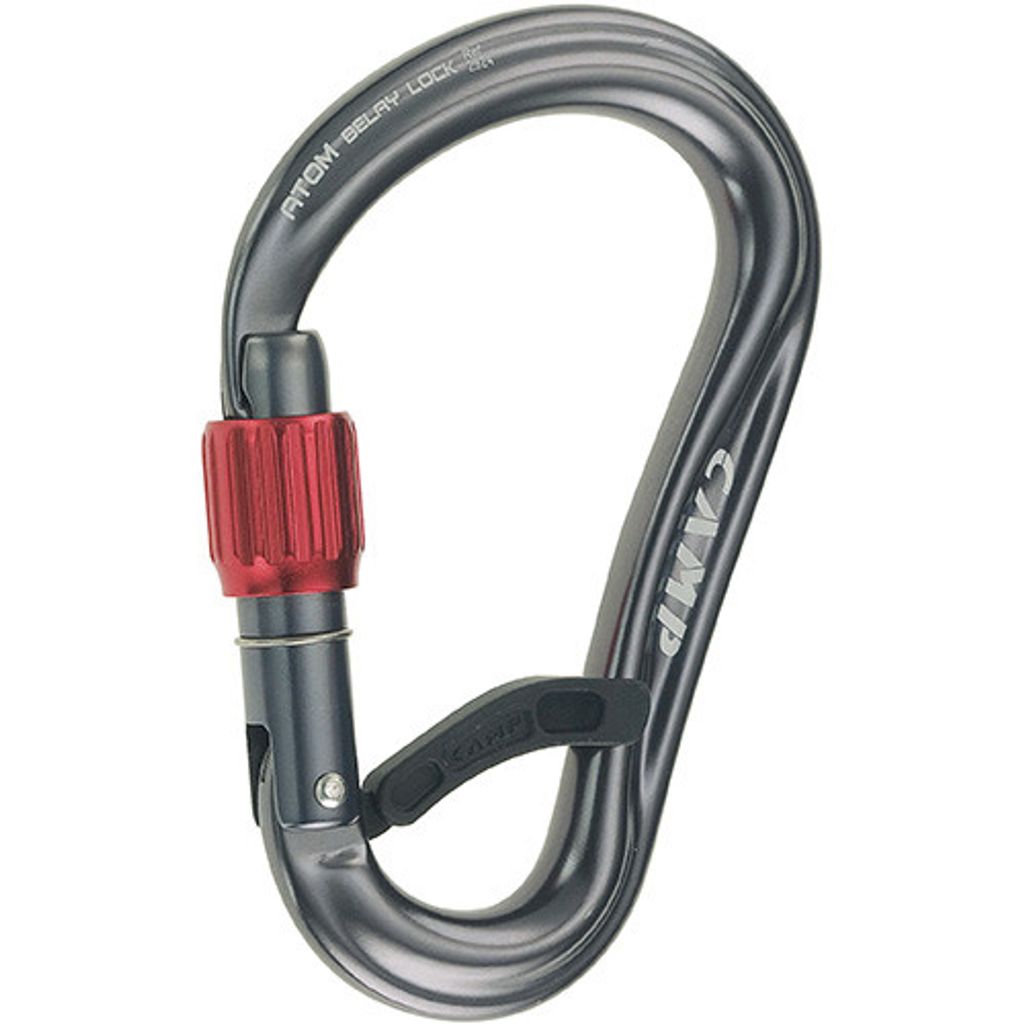 Camp Atom Belay Lock HMS-Schraubkarabiner mit Drehsicherung, patentiertem Verschluss, 24 kN, 85 g