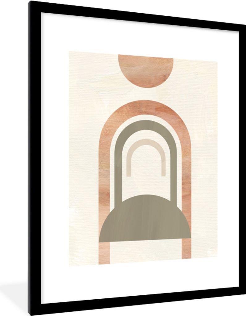 MuchoWow Gerahmtes Poster Rosa - Abstrakt - Beige 60x80 cm - Poster mit Schwarzem Bilderrahmen Wandposter Rahmen Foto Bilder - Wohnzimmer - Dekor...