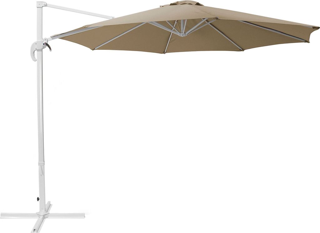 BELIANI Ampelschirm Sandbeige/Weiß Polyester 300 cm Garten Terrasse Balkon