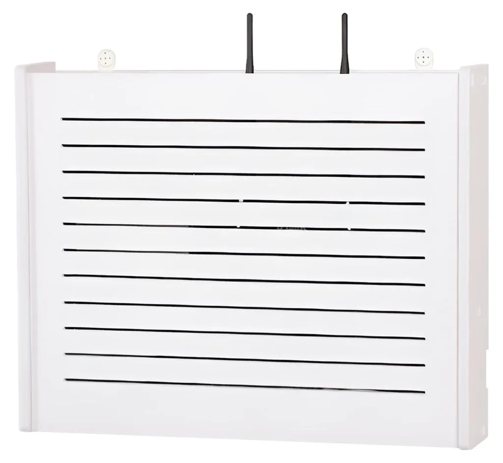 Boîtier cache-câbles mural blanc 47cm pour cacher routeur et fils Wi-Fi