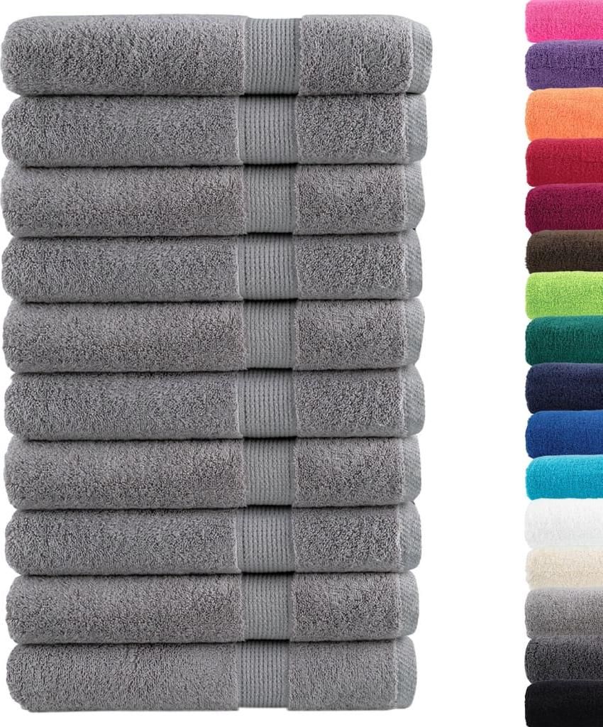 vidaXL Premium Handtücher SOLUND 10 Stk. Grau 100x200 cm 600 g/m²