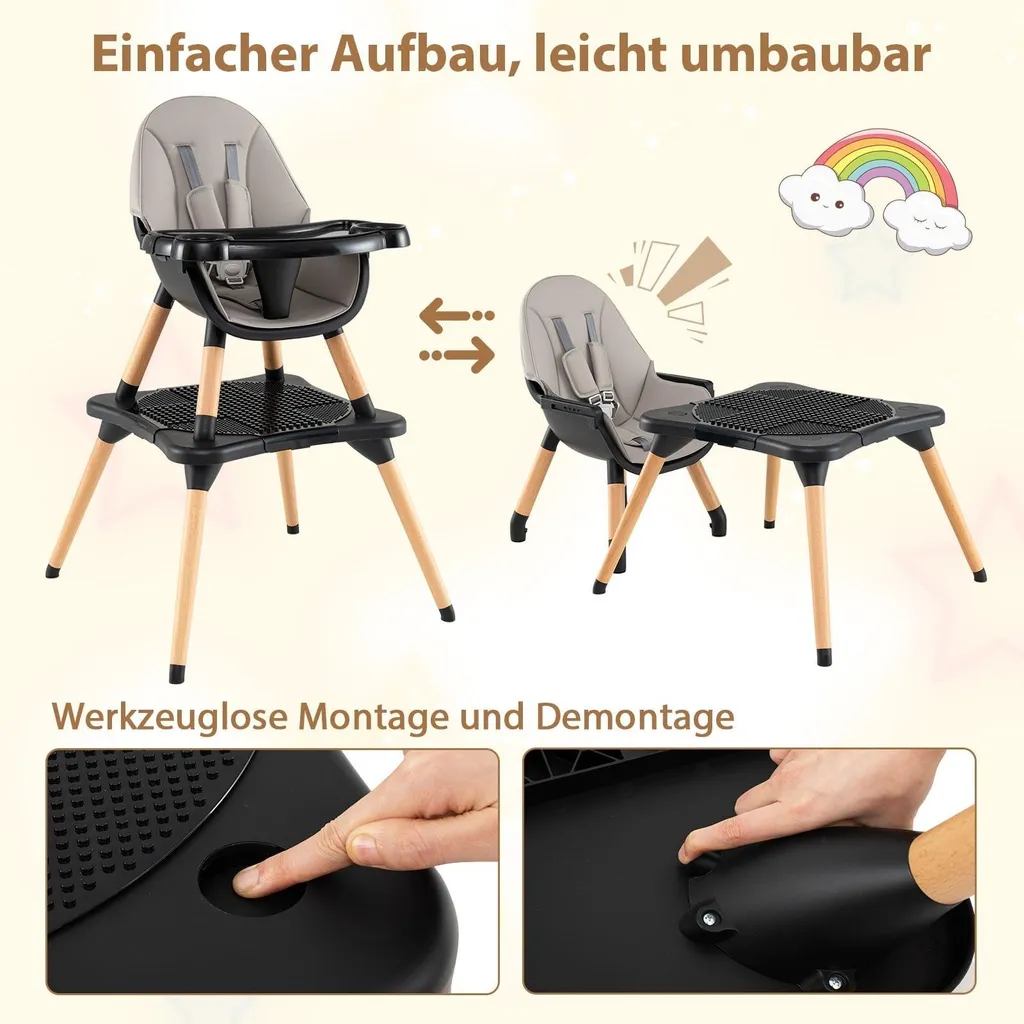 Chaise haute bébé 6 en 1 à double plateau et table basse multifonctionnelle - 3