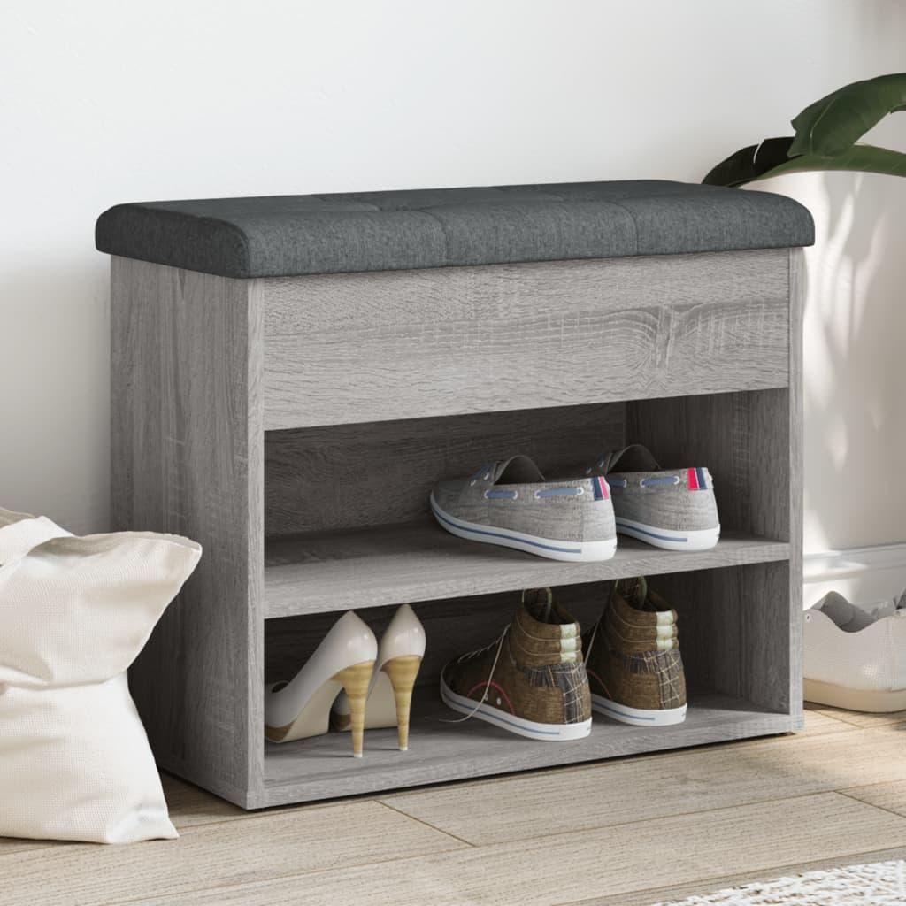 vidaXL Banc à chaussures Gris Sonoma 62x32x50 cm Bois Image du produit 