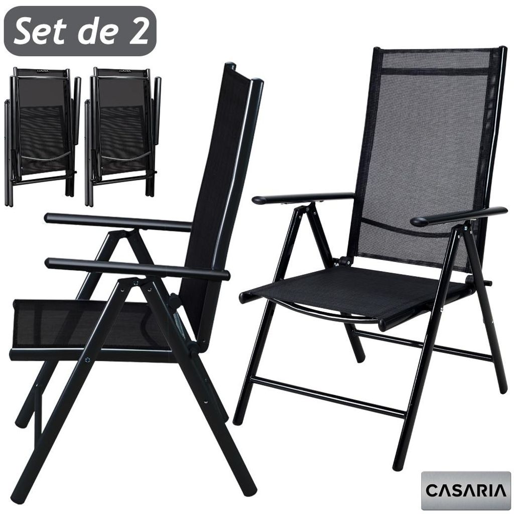 2x Chaises de jardin à dossier haut anthracite aluminium Image du produit 