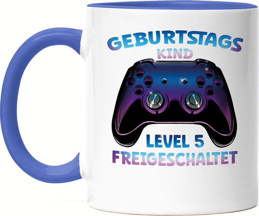 Geburtstagskind Level 5 Freigeschaltet Tasse Blau Happy Birthday Geburtstag Alles Gute Controller Konsole Gamer