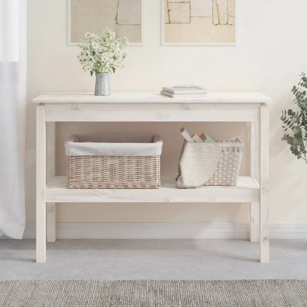 The Living Store Consolle Bianca 110x40x75 Legno Pino Massiccio