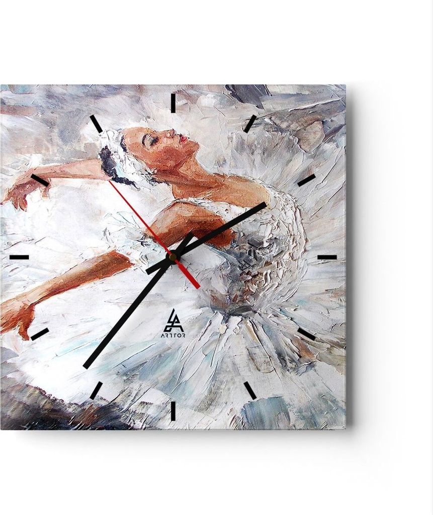 Wanduhr - Quadrat - Glasuhr - Frau Tanz Ballett Körper - 40x40cm - Schleichendes Uhrwerk - Lautlos - zum Aufhängen bereit - Dekoration Modern - W...