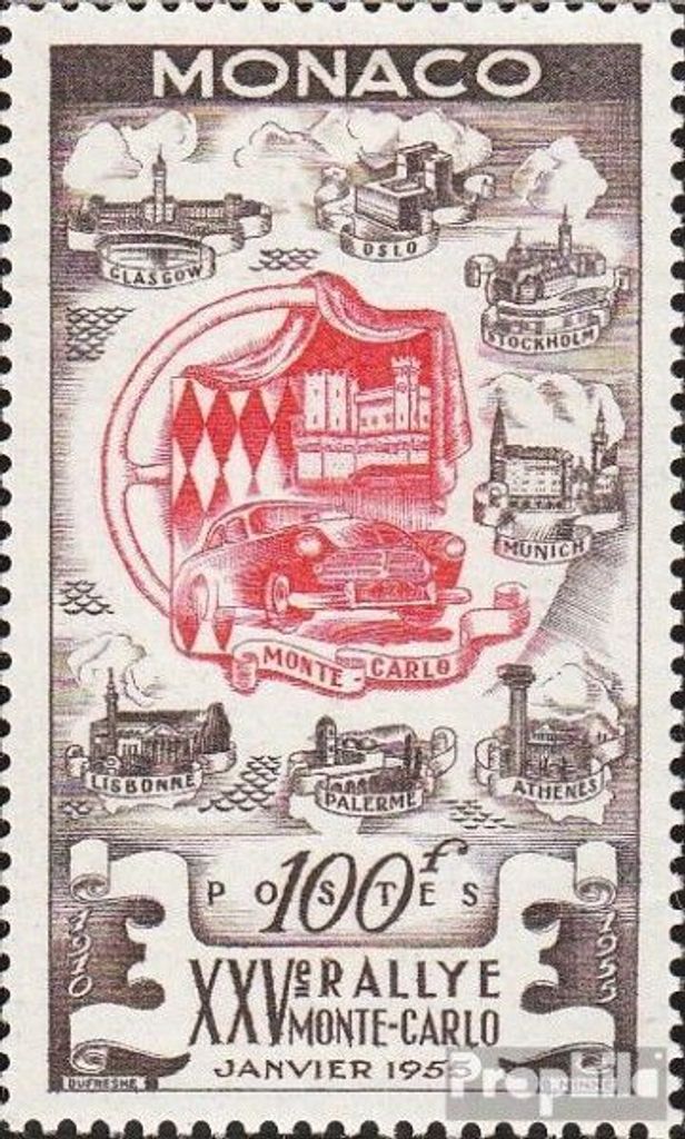 Briefmarken Monaco 1955 Mi 496 (kompl.Ausg.) mit Falz Rallye