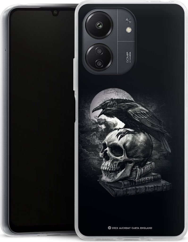 DeinDesign Handyhülle für Xiaomi POCO C65 Silikon Hülle Case Smartphone Schutzhülle Rabe Schädel Totenköpfe