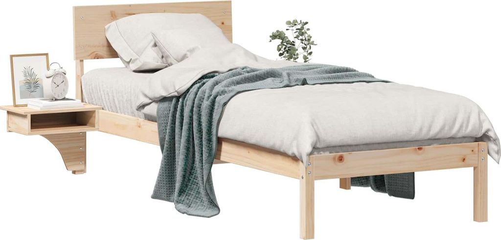 Bettrahmen mit Kopfteil Braun 75 x 190 cm Massives Kiefernholz