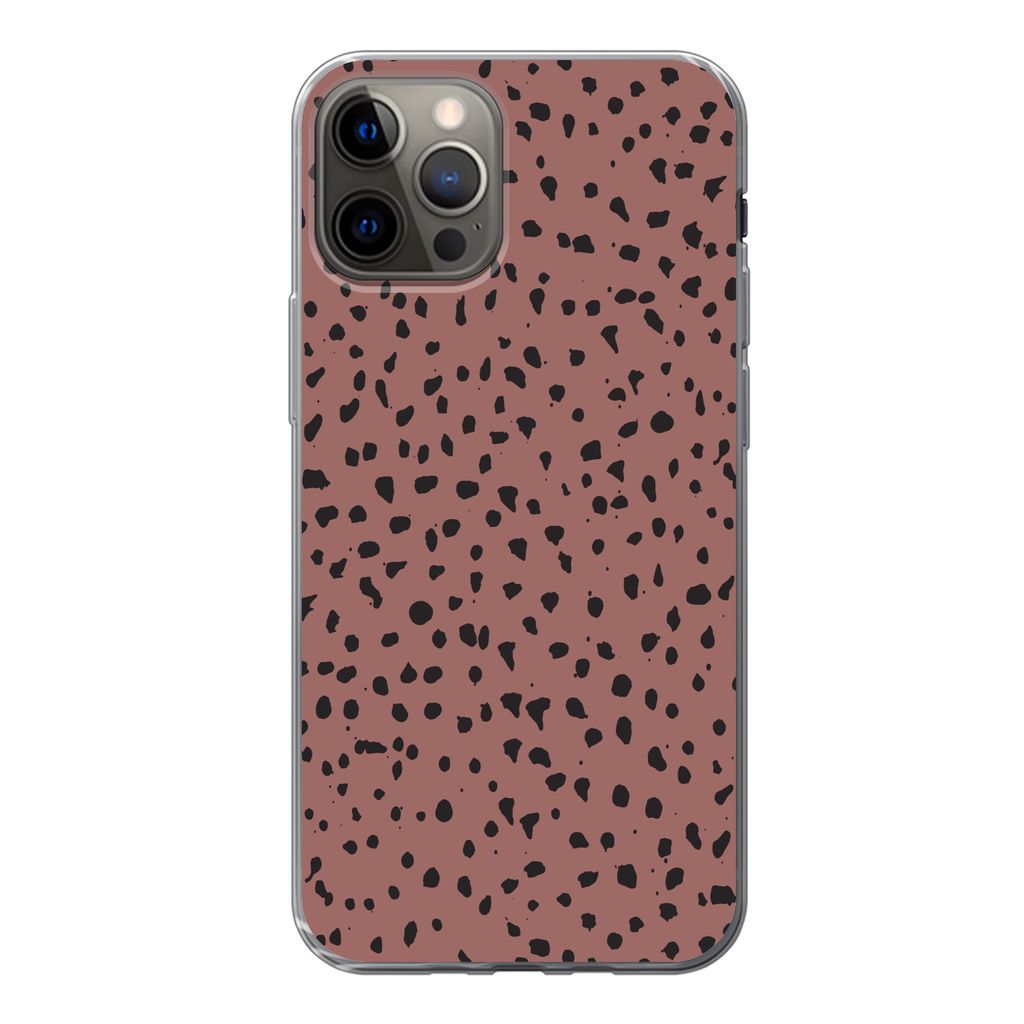 MuchoWow Handyhülle Schutzhülle Hülle für iPhone 13 Pro Polka dots - Muster - Schwarz Silikon Softcase Handy Hülle - Handy-Tasche