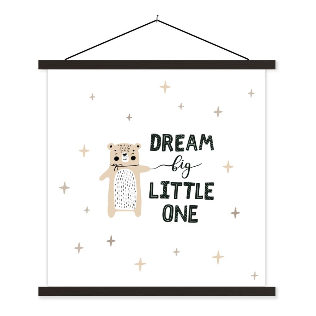 MuchoWow Textilposter Zitate - Sprichwörter - Baby - Träume groß und klein - Kinder - Kinder 90x90 cm mit schwarzem Rahmen - Magnetisches