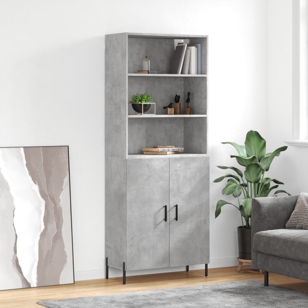 (Robust Möbel)Highboard - Schubladenkommode/Sideboard - elegantes Design - Flur, Wohnzimmer - Betongrau 69,5x34x180cm Holzwerkstoff Promotion2...