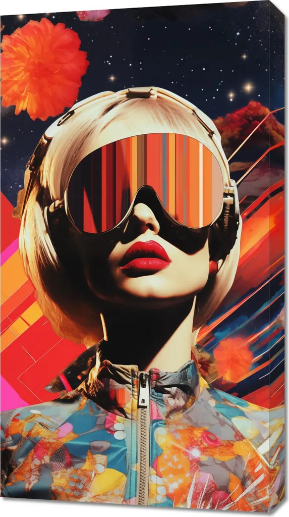 Quadro Musa Retrofuturistica 50x90 - Decorazione Wall Art Cyberpunk
