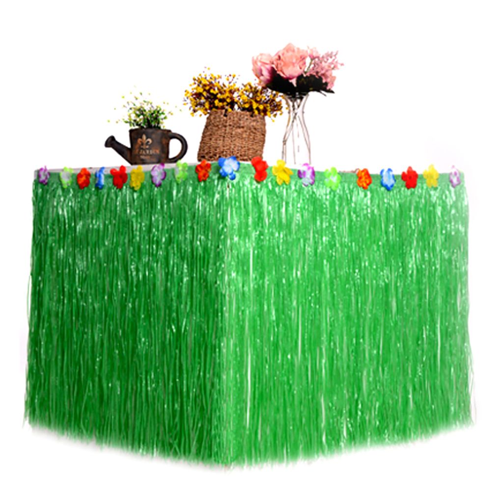 Hawaiianer Luau Party Tropical Garden Beach Tanztisch Rock Blumendekoration-Armeegrün ,Größen:75*276CM