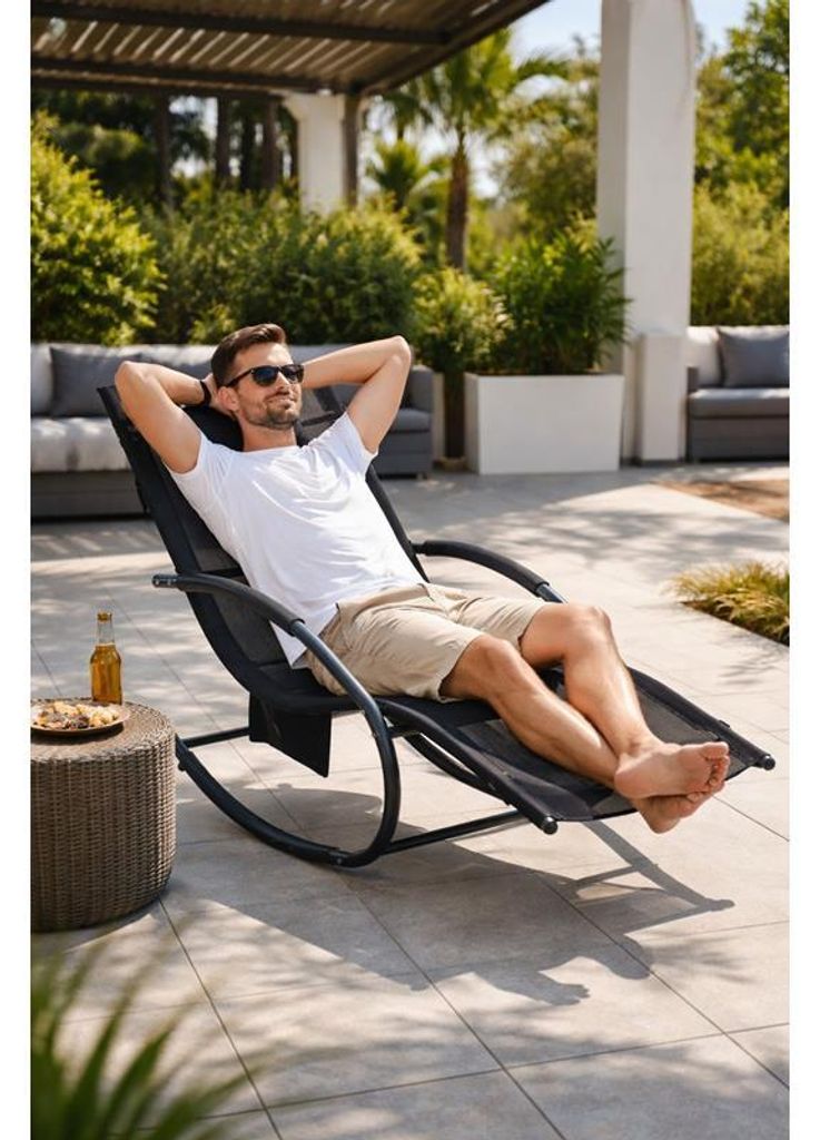 Schaukelliege Sonnenliege Liegestuhl Relaxliege Gartenliege Produktbild 