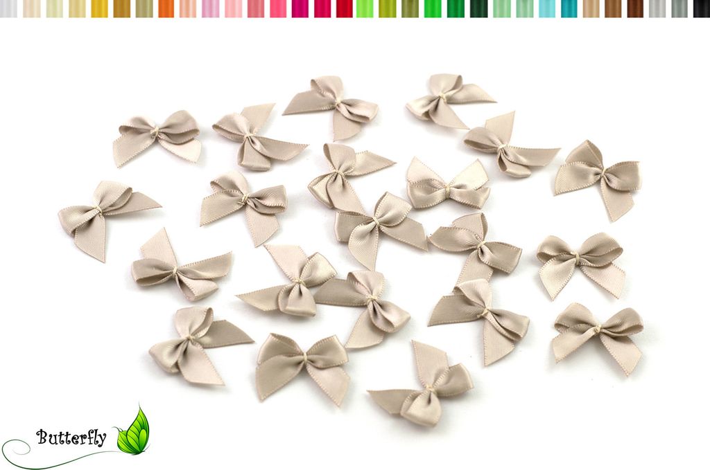 Satinschleifen 25mm, 20 Stück, Farbe:taupe 823 Produktbild 
